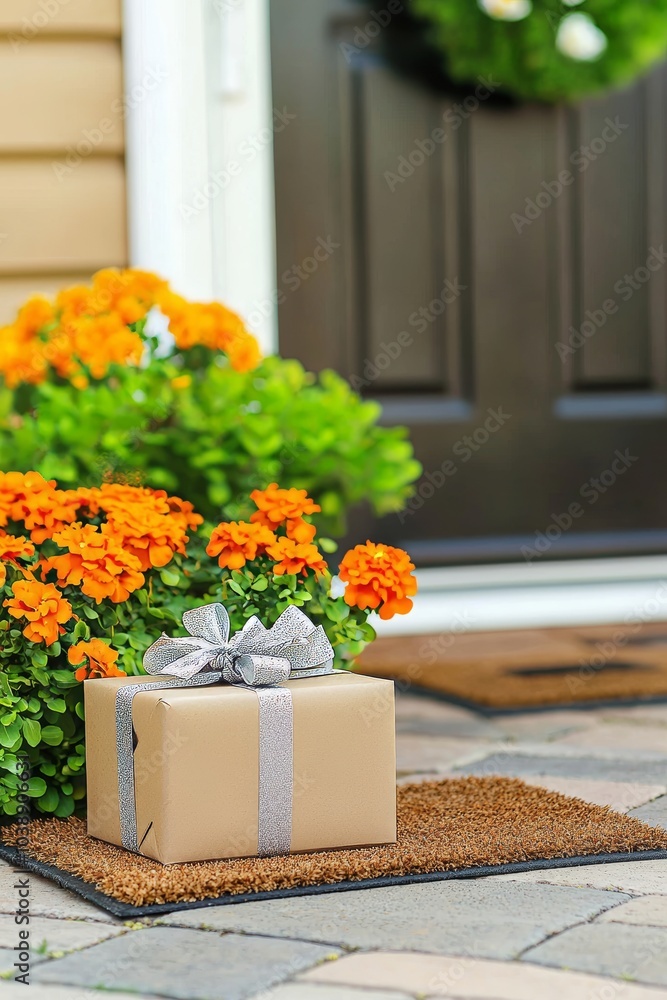 Fototapeta premium The welcome mat delivers your e-commerce purchases. Just add your own labels