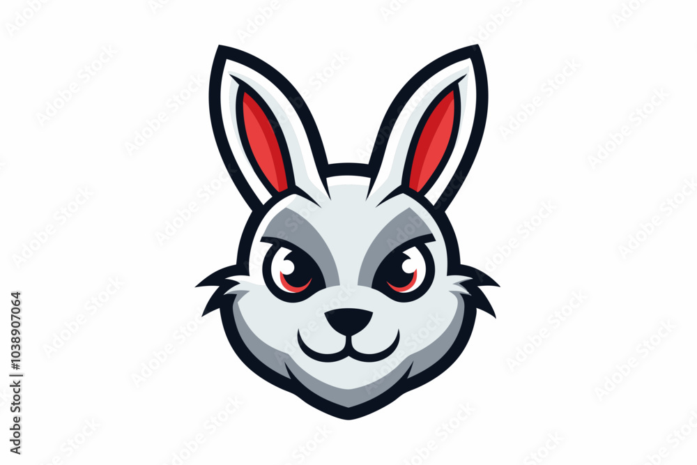 A Bunny Head Mascot Logo Icon On White Background A Bunny Head Mascot Logo Icon On White Background
