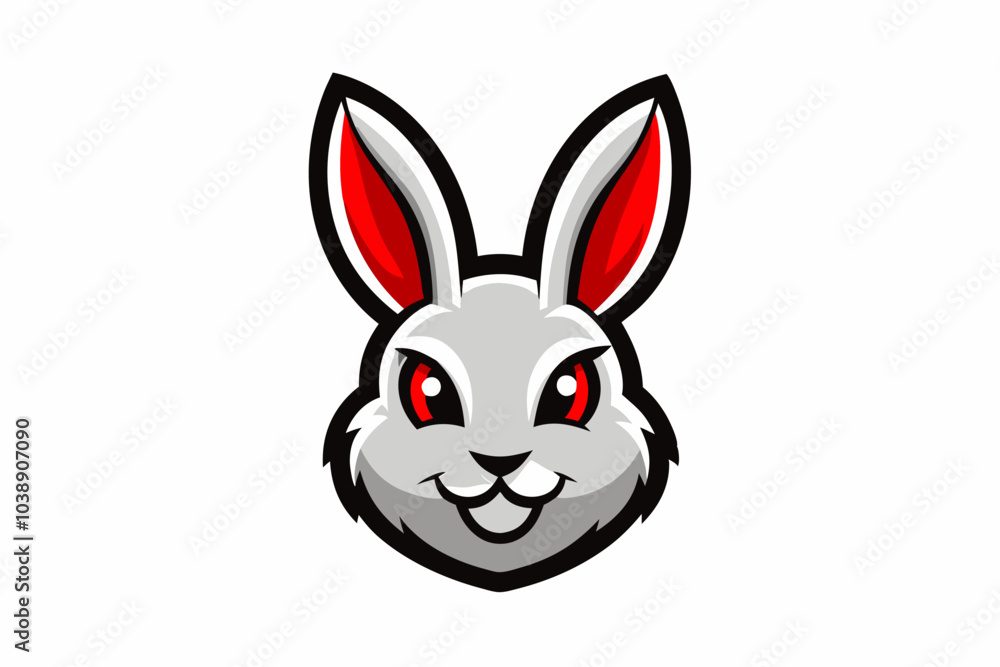 Obraz premium A Bunny Head Mascot Logo Icon On White Background