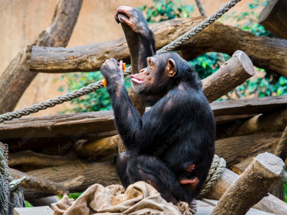 Obraz premium Chimpanzee apes in Leipzig Zoo