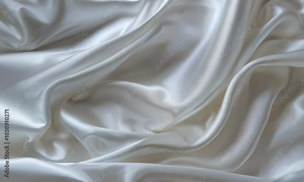 Closeup of luxurious white satin fabric draped elegantly on a surface Closeup of luxurious white satin fabric draped elegantly on a surface