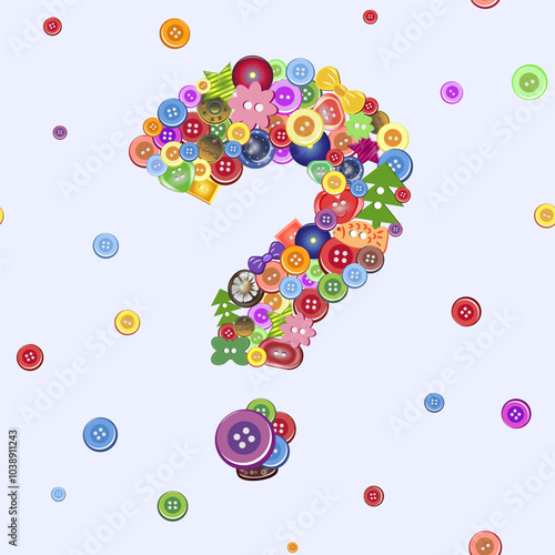 Large Question mark. Cartoon buttons vector concept. Vector background