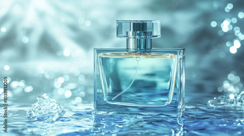 Serenity in a Bottle - Luxury Perfume Mockup with Tranquil Water Elements and Cinematic Light Serenity in a Bottle - Luxury Perfume Mockup with Tranquil Water Elements and Cinematic Light