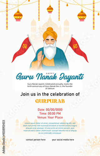 happy guru nanak jayanti poster