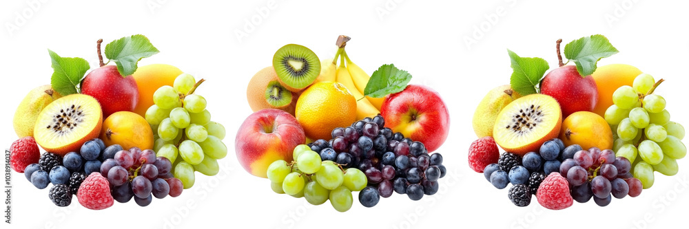 Set of An artistic composition of assorted berries, including raspberries, blackberries, and red currants on transparent background. Ai generated Set of An artistic composition of assorted berries, including raspberries, blackberries, and red currants on transparent background. Ai generated