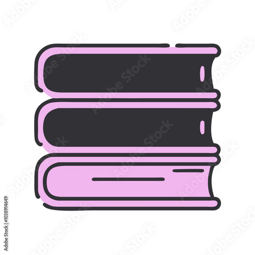 Good icon. Cartoon stack of books illustration with transparent background.