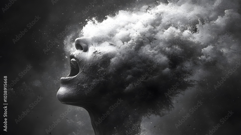 Ethereal Woman with Cloudy Emotions and Expression Ethereal Woman with Cloudy Emotions and Expression
