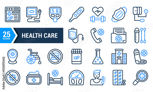 25 Blue Healthcare Icons for Web and Mobile Design.