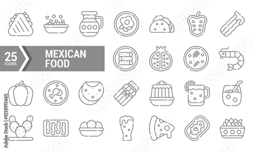 25 Line Icons of Mexican Food for Your Next Project.