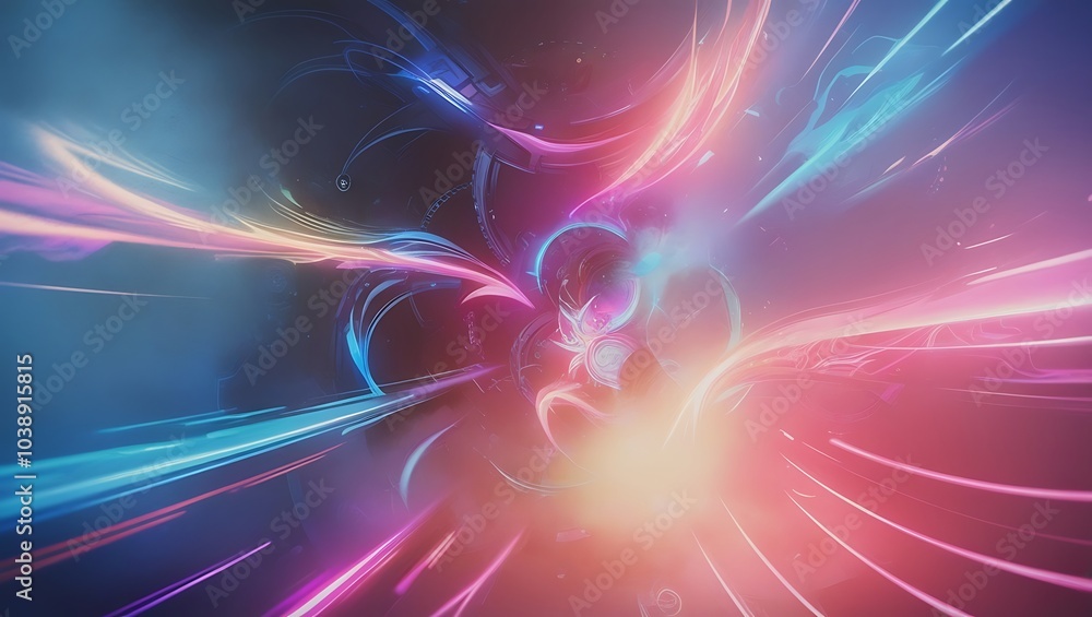 Fototapeta premium Black and neon abstract futuristic gaming background. Generative Ai.