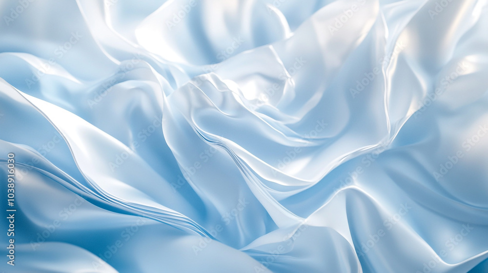 Fototapeta premium Soft blue silk fabric gently draped and illuminated by natural light for a serene effect