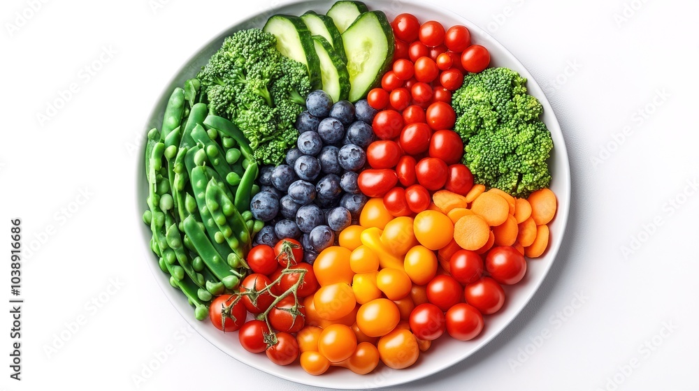 Segmented plate with various healthy food items including green vegetable Segmented plate with various healthy food items including green vegetable