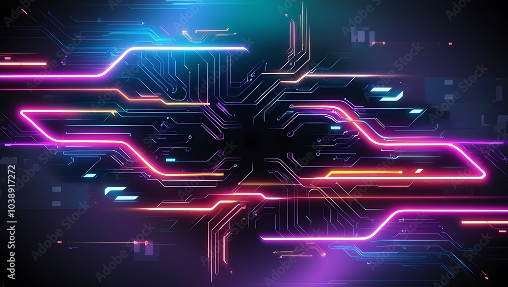 Obraz premium Blue and purple abstract futuristic technology background. Generative Ai.