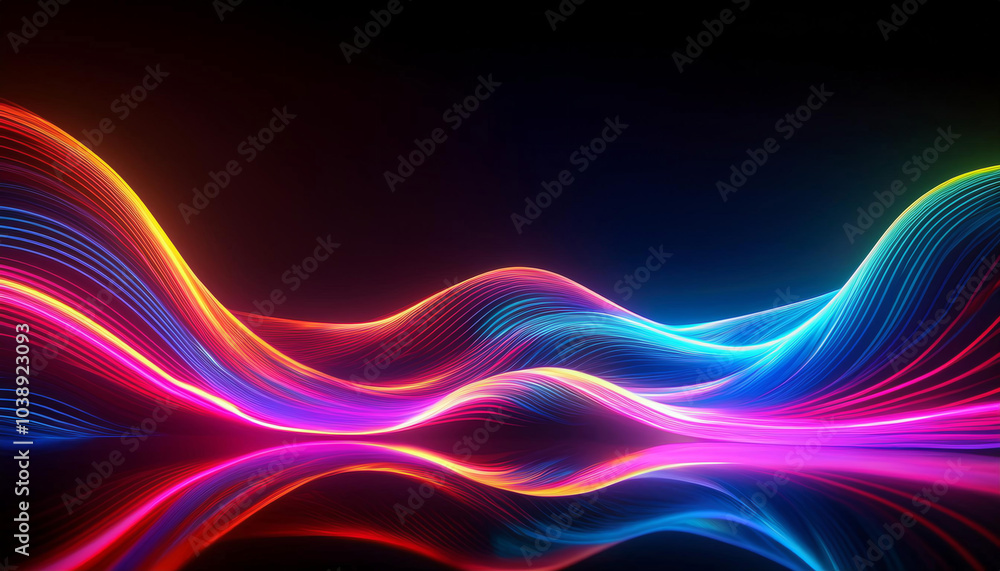 Neon Waves on a Dark Background with Vibrant Glow Neon Waves on a Dark Background with Vibrant Glow