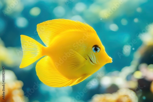 Zebrasoma fish swimming in tropical ocean waters photo