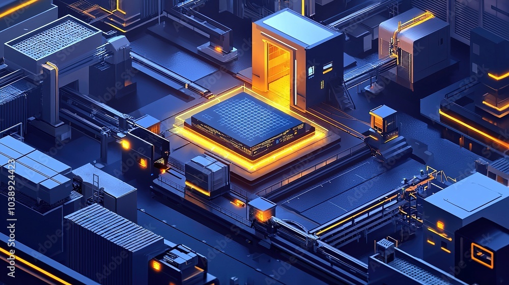 A vibrant, futuristic digital landscape featuring a central processor surrounded by intricate circuitry and glowing elements. A vibrant, futuristic digital landscape featuring a central processor surrounded by intricate circuitry and glowing elements.