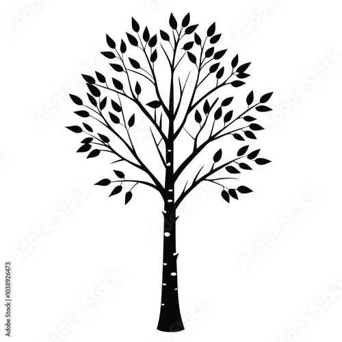 Elegant natural birch tree silhouette vector art for nature-themed designs, eco-friendly projects, and environmental branding. Perfect for digital or printable decor. photo