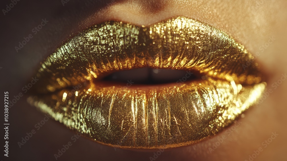 Fototapeta premium Gold lips. Premium fashion background
