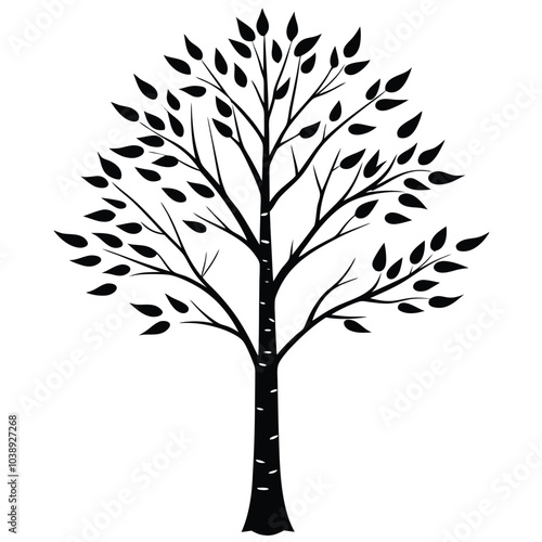 Elegant natural birch tree silhouette vector art for nature-themed designs, eco-friendly projects, and environmental branding. Perfect for digital or printable decor.