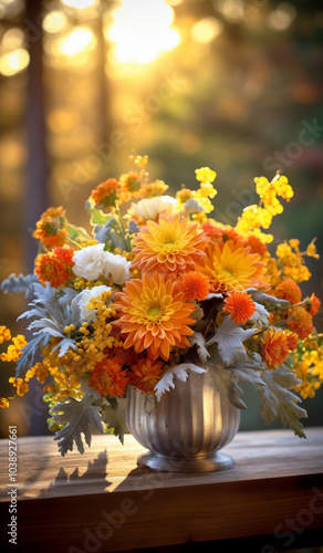 Wallpaper Mural Autumn leaves and flowers in a vase. Torontodigital.ca