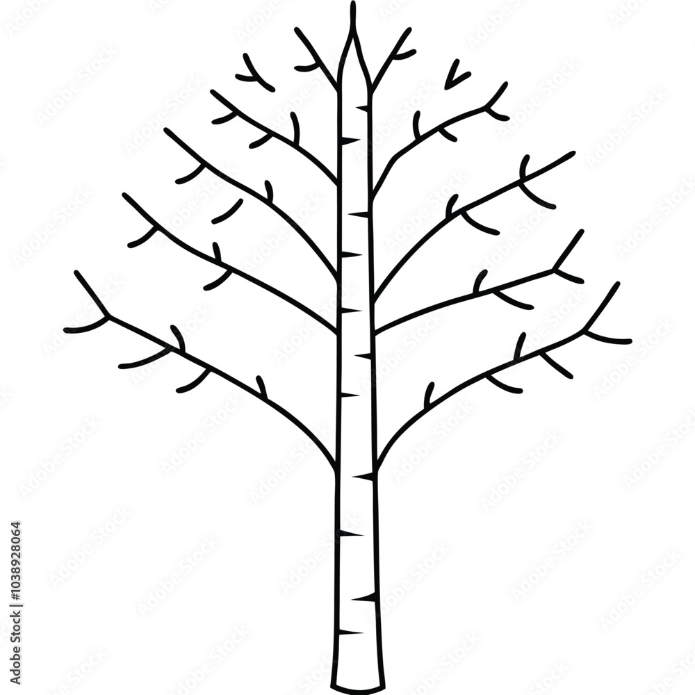 Obraz premium Elegant natural birch tree silhouette vector art for nature-themed designs, eco-friendly projects, and environmental branding. Perfect for digital or printable decor.