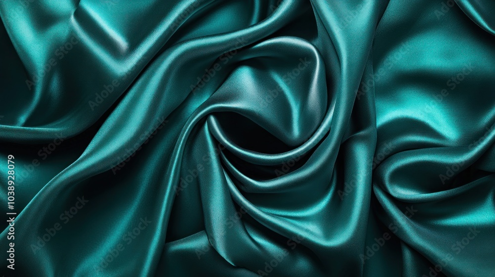 Fototapeta premium Teal Silk Fabric Texture