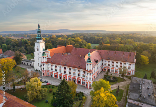 Aerial view of Abbey of Henrykow (Klasztor Ksiegi Henrykowskiej), Poland photo