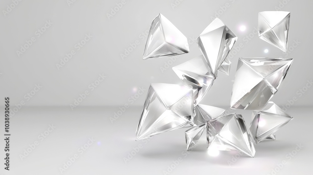 A cluster of sparkling diamonds reflecting light, showcasing elegance and luxury in a minimalist setting. A cluster of sparkling diamonds reflecting light, showcasing elegance and luxury in a minimalist setting.