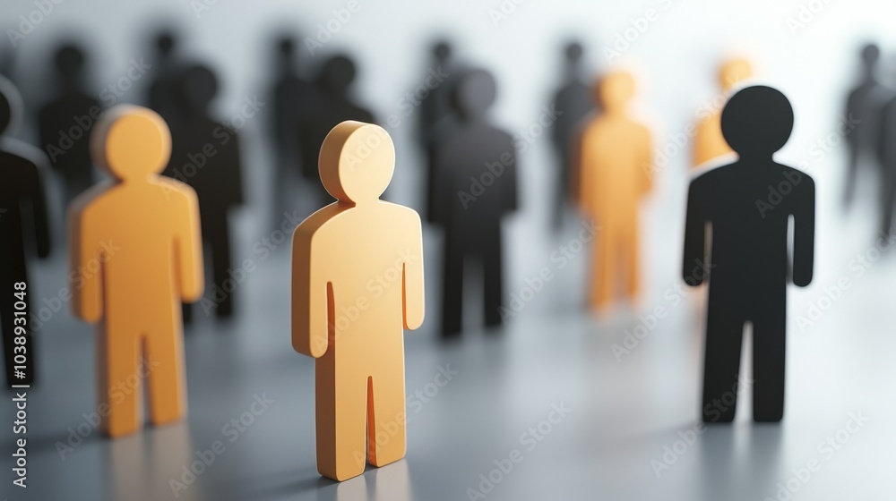 A conceptual representation of diversity and inclusion, featuring figures that symbolize unity among various individuals. A conceptual representation of diversity and inclusion, featuring figures that symbolize unity among various individuals.