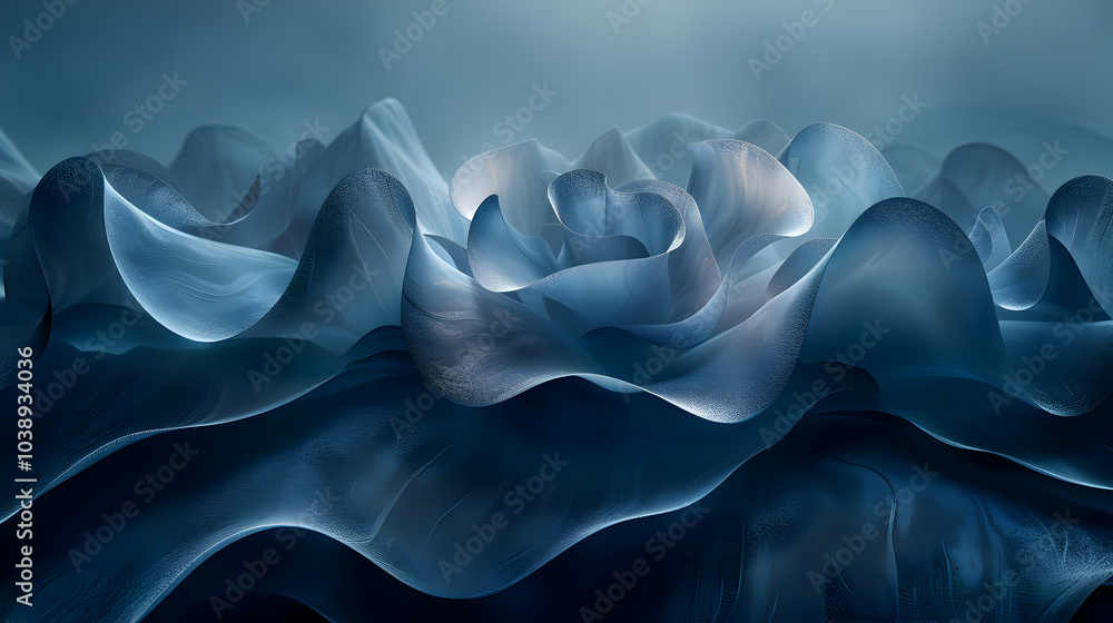 Fototapeta premium Abstract 3D Blue Swirling Waves Background