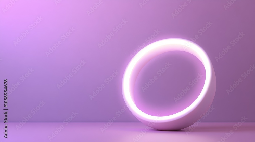 A modern, illuminated ring design against a soft purple background, ideal for contemporary art and technology themes. A modern, illuminated ring design against a soft purple background, ideal for contemporary art and technology themes.