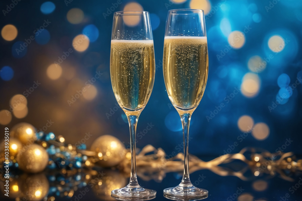 Two glasses with champagne with fancy background Two glasses with champagne with fancy background