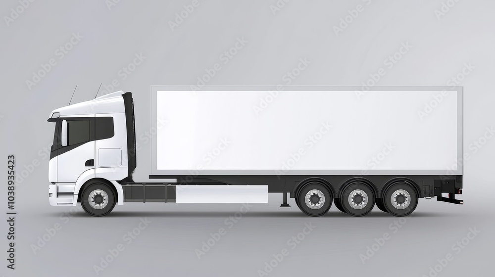 A modern white delivery truck with a blank cargo area, ideal for transportation and logistics concepts. A modern white delivery truck with a blank cargo area, ideal for transportation and logistics concepts.