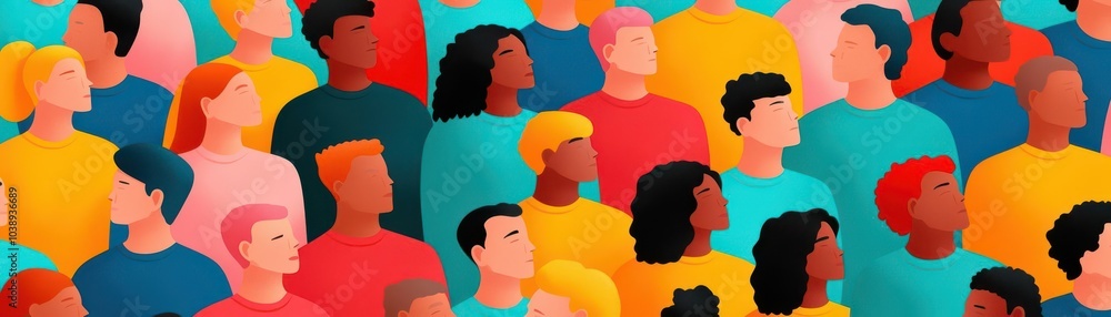 Global gathering of diverse people, promoting human rights and integration, flat design illustration Global gathering of diverse people, promoting human rights and integration, flat design illustration