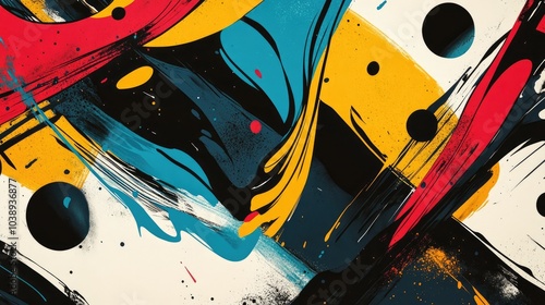 Abstract painting background with bold colors and brushstrokes