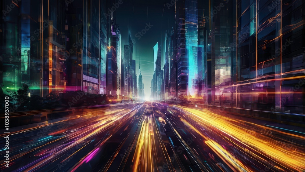 futuristic cityscape where tall buildings create a sense of motion futuristic cityscape where tall buildings create a sense of motion