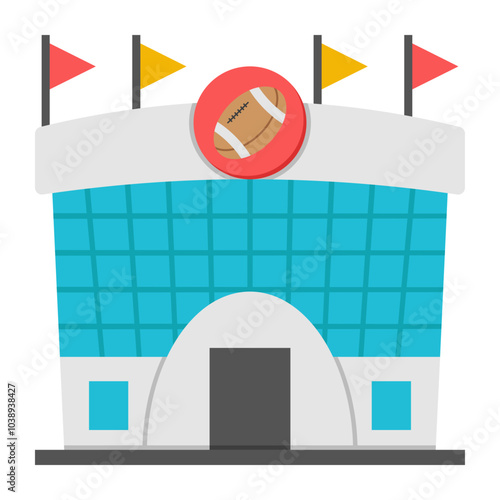 Conceptual flat design icon of rugby stadium 

