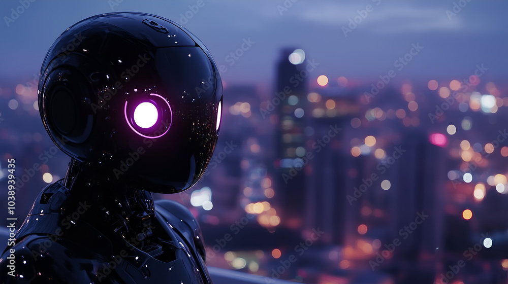 Futuristic Anime Robot on a Neon-Lit Rooftop, Lo-Fi Sci-Fi Art Futuristic Anime Robot on a Neon-Lit Rooftop, Lo-Fi Sci-Fi Art