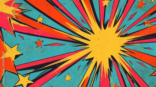 Colorful comics expressing background exploding with energy