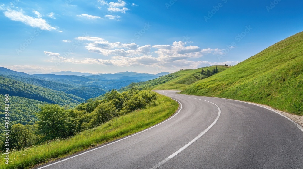 Naklejka premium Winding Road Through Mountain Valley
