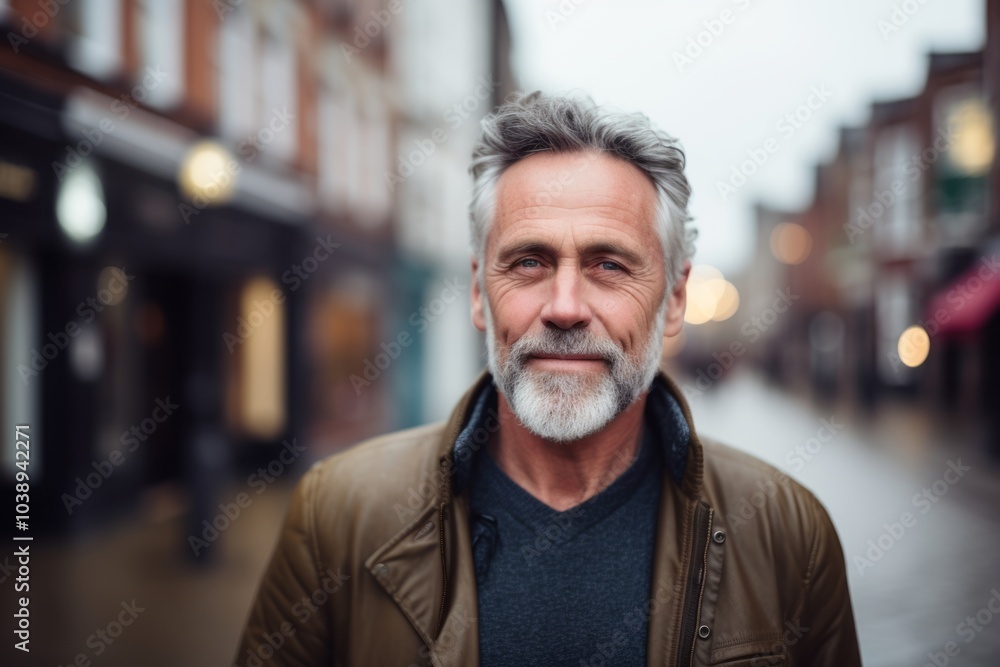 Portrait of a handsome senior man with grey hair and beard in the city Portrait of a handsome senior man with grey hair and beard in the city