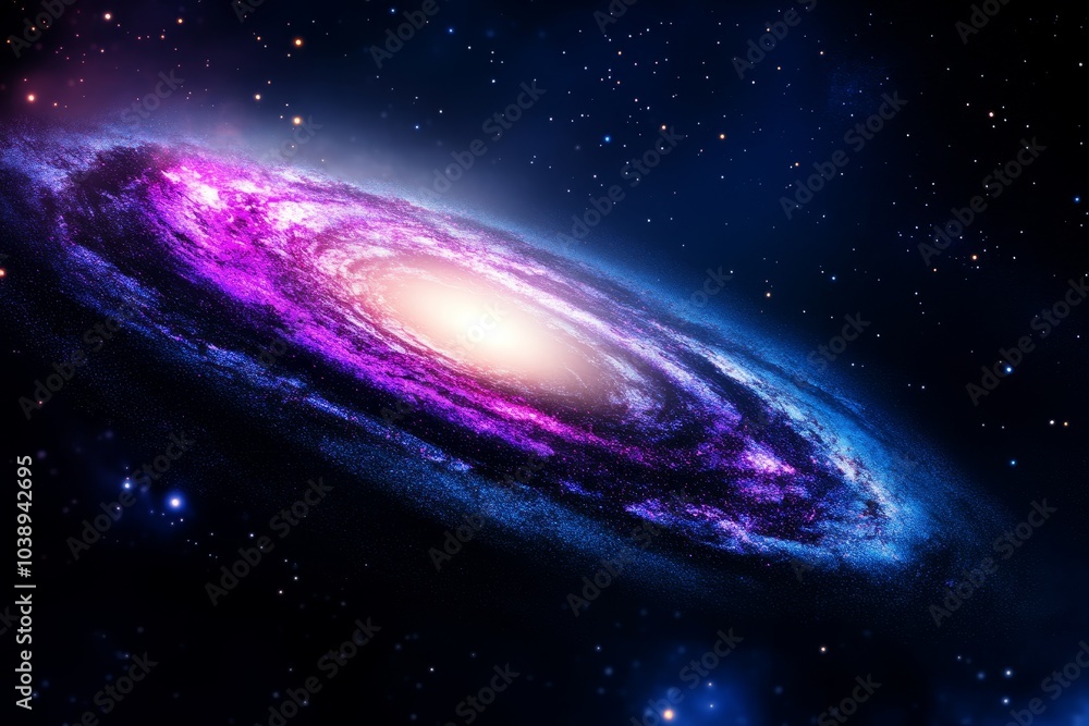Fototapeta premium Colorful spiral galaxy shining in the universe