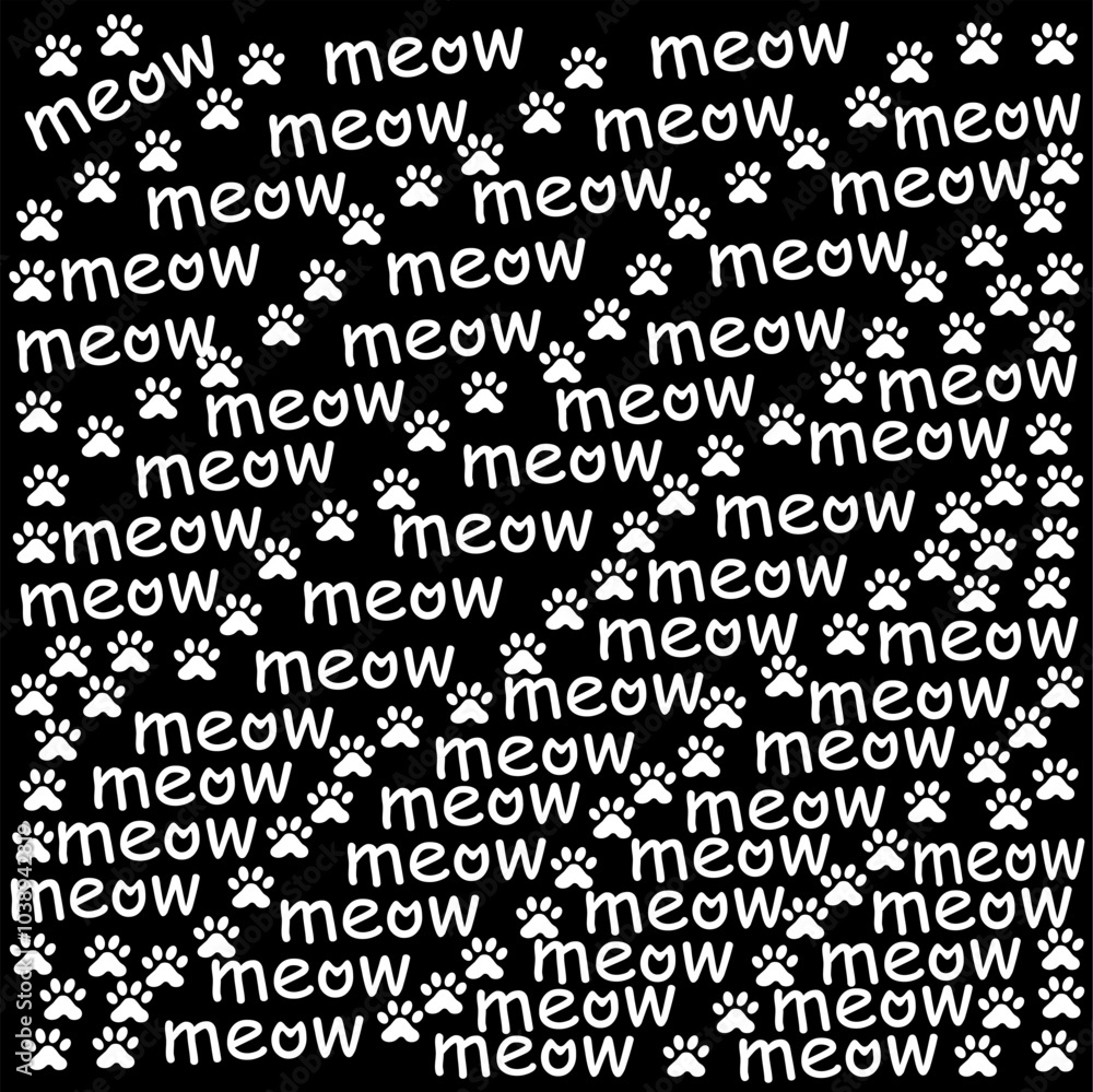 Seamless pattern with paw print. Vector illustration for your design. Paw background. Pet paw pattern, cat paw print texture, animal background, grunge stamp repeat. meow Seamless pattern with paw print. Vector illustration for your design. Paw background. Pet paw pattern, cat paw print texture, animal background, grunge stamp repeat. meow