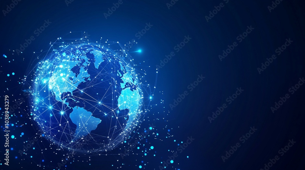 Obraz premium A Digital Representation of the Earth with a Network of Lines