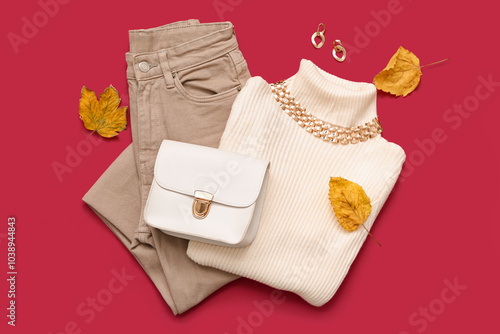 Flat lay of women's autumn ...