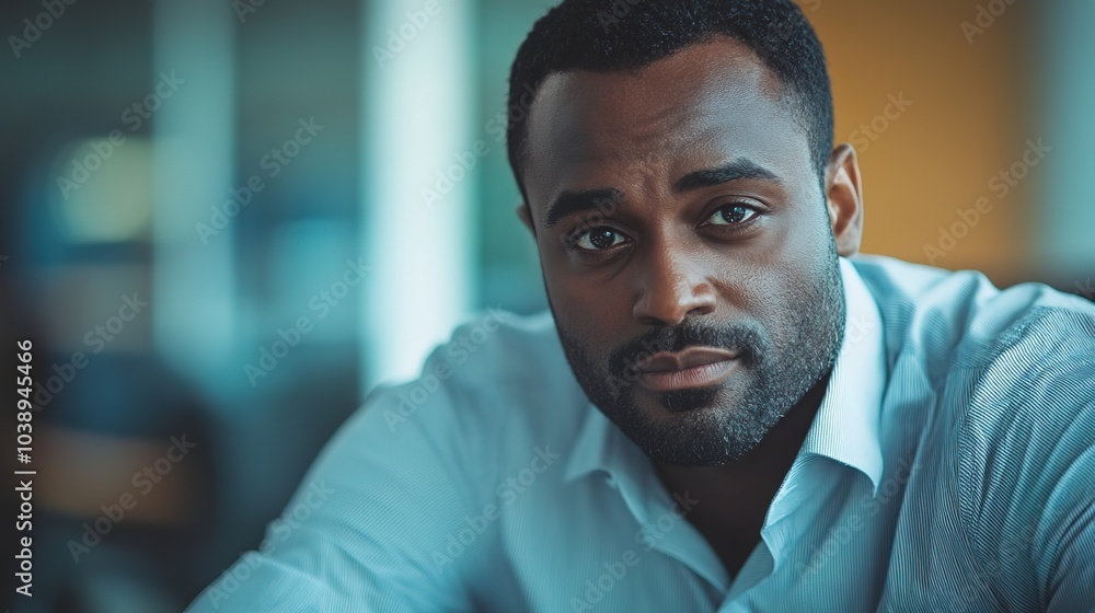 Black man adviser having work conversation at office meeting or job interview Black man adviser having work conversation at office meeting or job interview