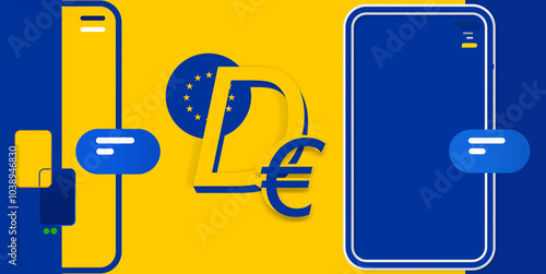 eID and D€ as electronic Identificaiton and Digital Euro of the European Union as CBDC as digital currency, symbol icon background photo