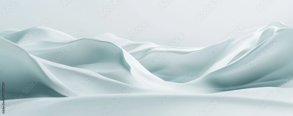 Soft, flowing fabric waves in gentle shades of white and blue create a serene and calming atmosphere, evoking tranquility and elegance. Soft, flowing fabric waves in gentle shades of white and blue create a serene and calming atmosphere, evoking tranquility and elegance.