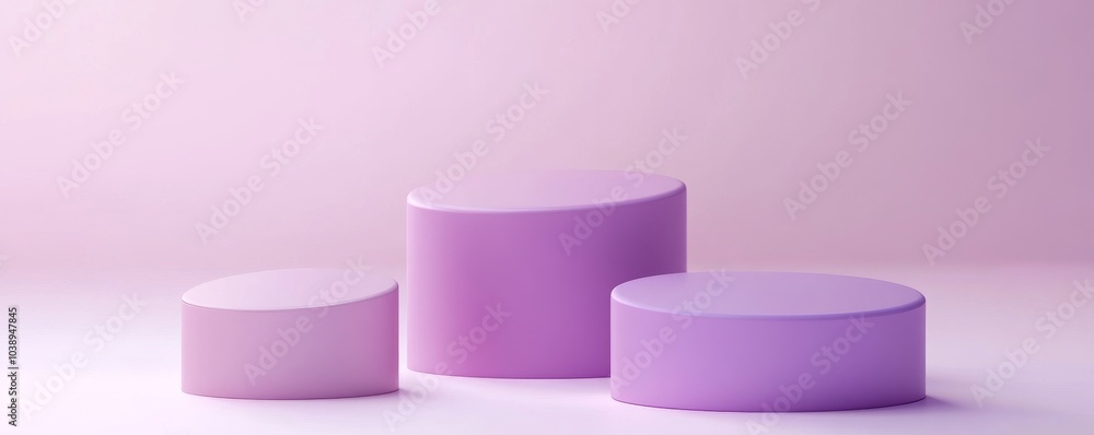 Three pastel purple cylindrical shapes on a soft background, creating a serene and modern aesthetic for design and display. Three pastel purple cylindrical shapes on a soft background, creating a serene and modern aesthetic for design and display.