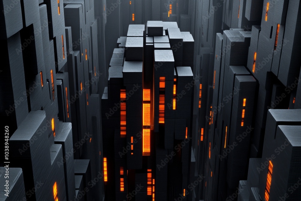 Obraz premium Futuristic cityscape, where buildings change shape and color depending on individual perspectives, symbolizing subjective reality in a technologically advanced world